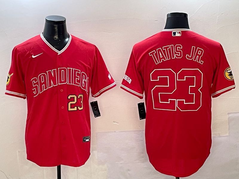Men San Diego Padres 23 Tatis jr Red Jointly Name Game Nike 2025 MLB Jersey style 3